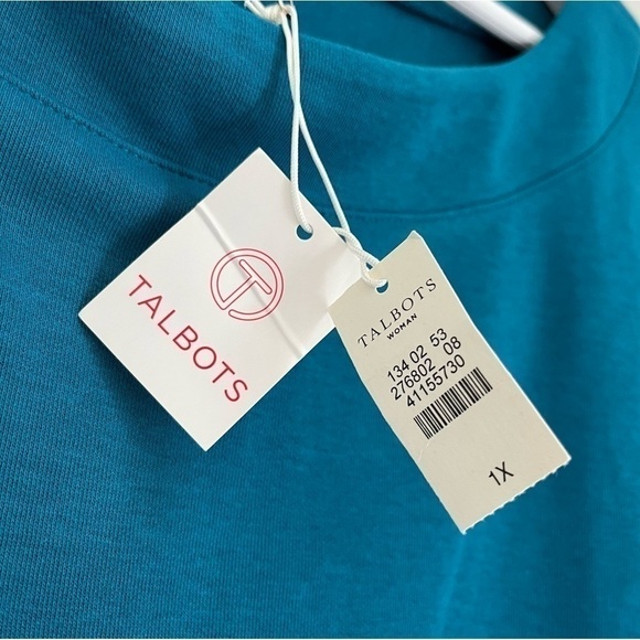 NWT Talbots Long Sleeve Round Neck Zipper Sides Pullover Top‎ Blue Size 1X - Picture 7 of 8